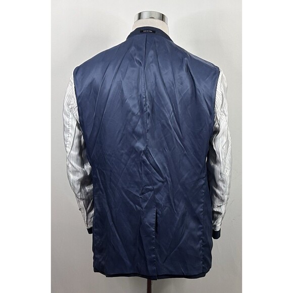 Joseph & Feiss 44R Executive Fit Sport Coat Wool Blend Blue Herringbone - Picture 7 of 7